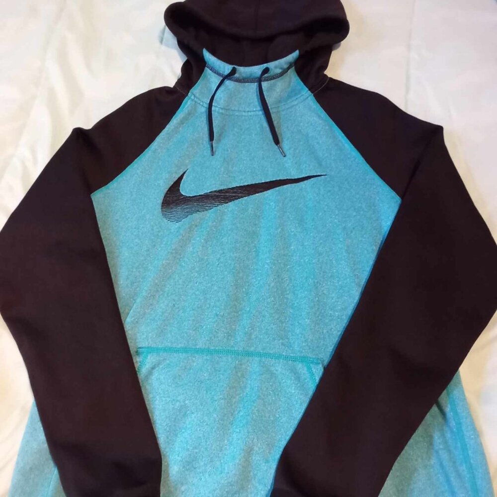 NIKE Hoodie cowl neck therma fit blue large
